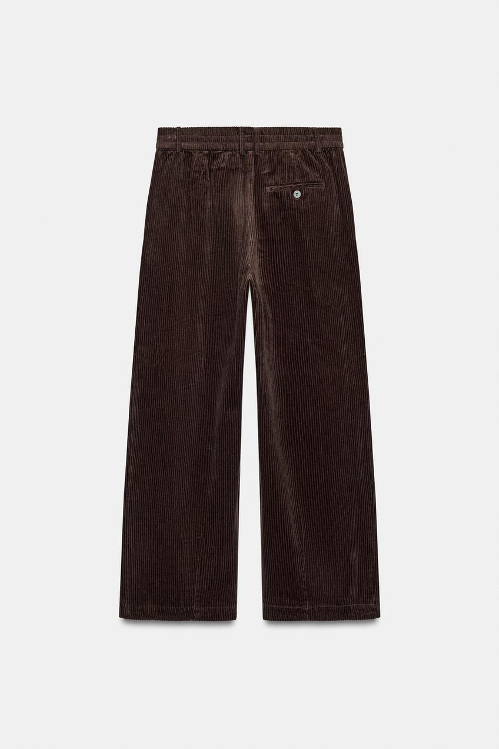 ZARA ЭЛАСТИЧНЫЕ ВЕЛЬВЕТОВЫЕ БРЮКИ — ZW COLLECTION, КОРИЧНЕВЫЙ