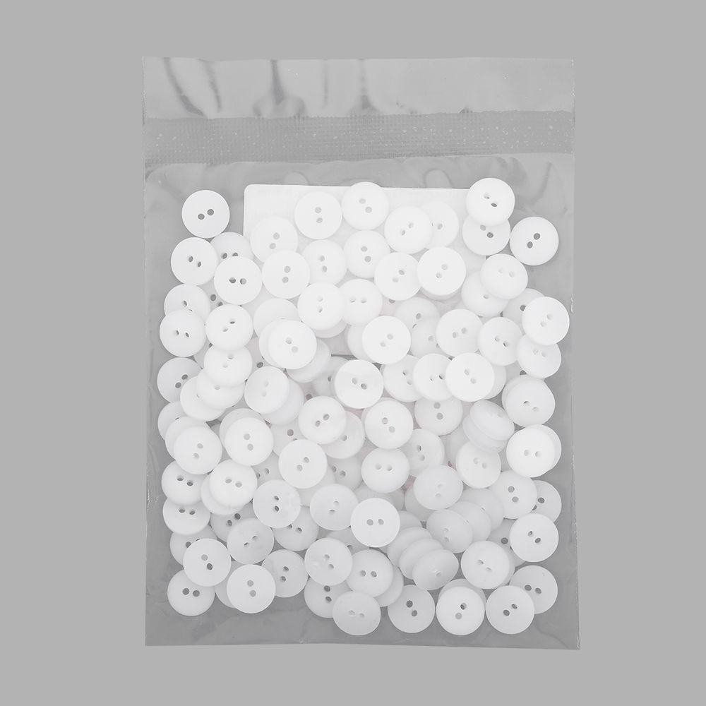 Пуговицы 2 прокола 18L=11 мм, пластик (White (белый)), CR-K18M, 144 шт