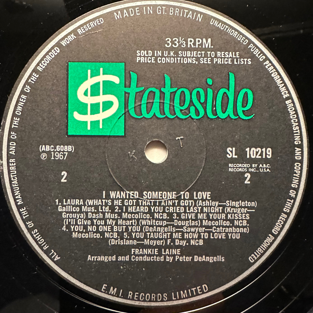 Frankie Laine - I Wanted Someone To Love (Англия 1967г.)
