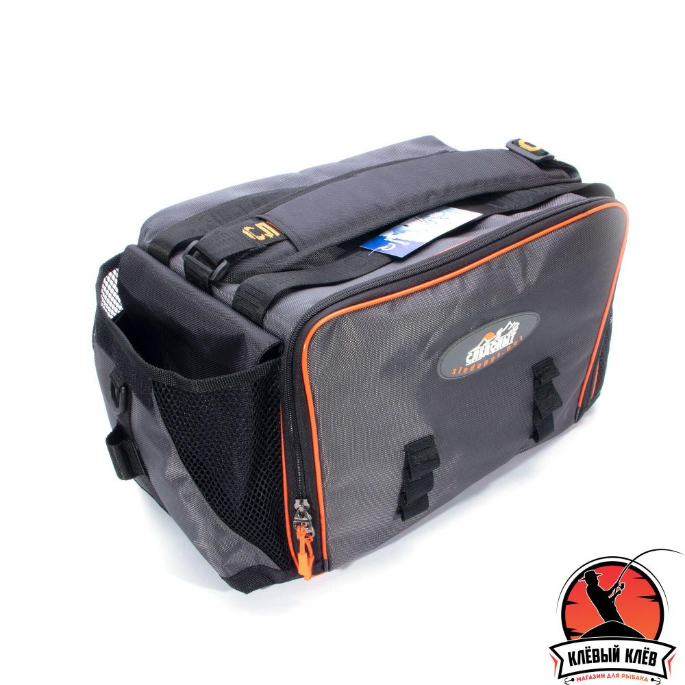 Сумка рыболовная "СЛЕДОПЫТ" Lure Bag XL, 40х28х24 см, цв. серый + 5 коробок Luno 28/2/