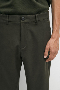 Massimo Dutti Зауженные брюки из смесового хлопка, хаки