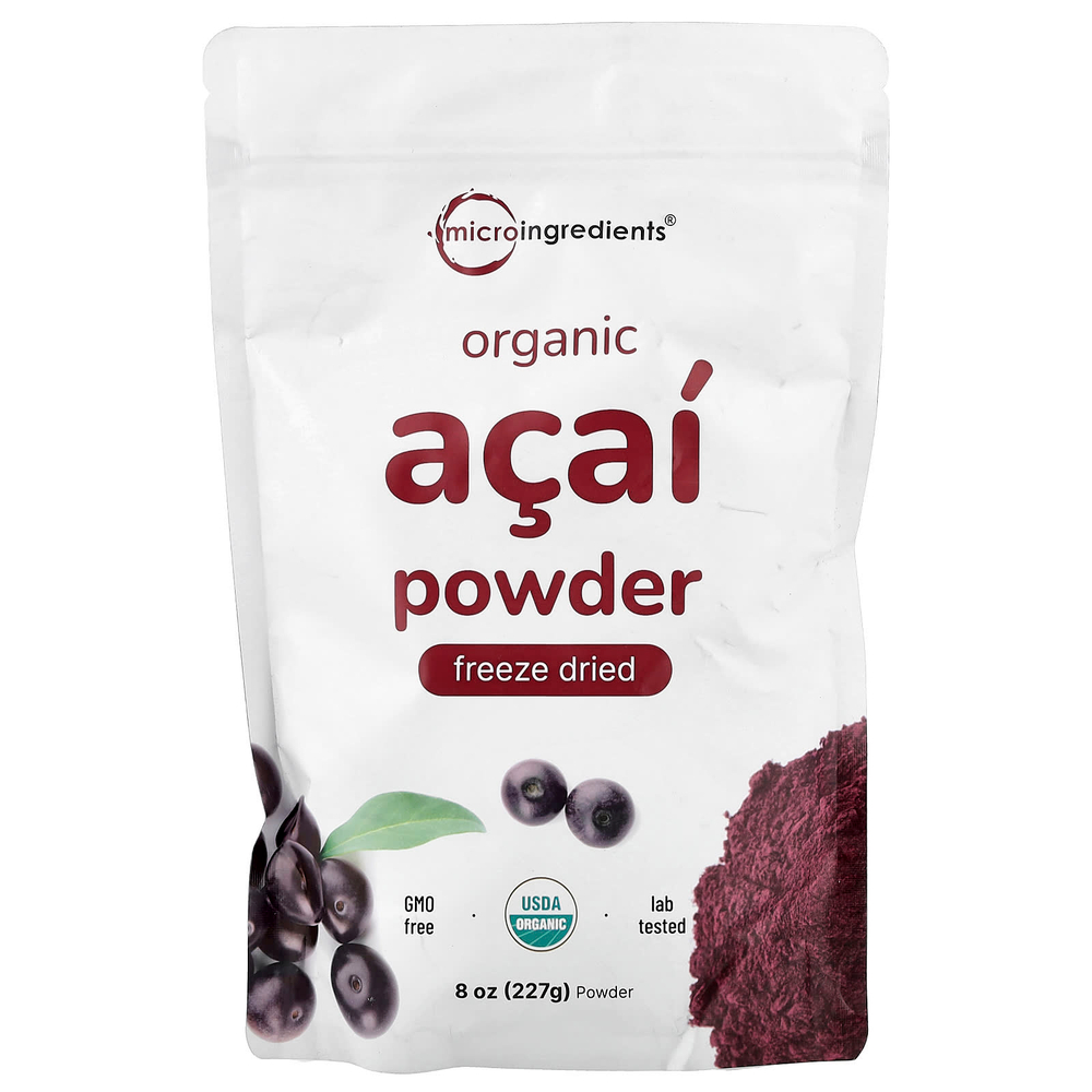 Micro Ingredients, органический порошок из ягод асаи, сублимированный, 227 г (8 унций)