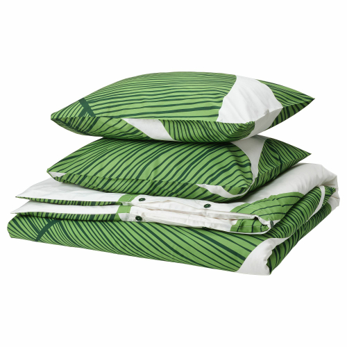 Комплект постельного белья IKEA KUNGSCISSUS (КУНГСКИССУС), Двуспальный, Белый с рисунком, 240x220, 50x80 см