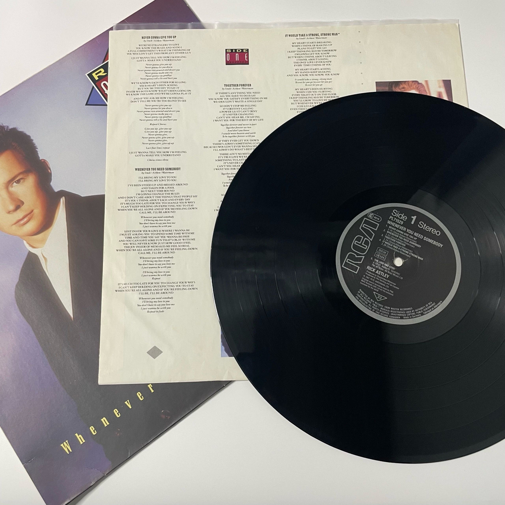Винтажная виниловая пластинка LP Rick Astley, Whenever You Need Somebody (Германия 1987) Never Gonna Give You Up