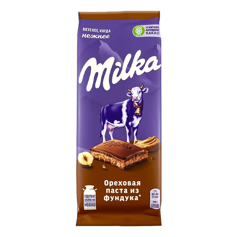 Милка Шоколад Ореховая паста из Фундука  85гр. 20шт