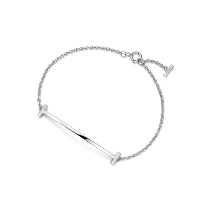 Браслет из белого золота 18k,Tiffany 💠T smile, В наличии