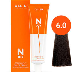 OLLIN PROFESSIONAL N-JOY - перманентная крем-краска для волос, 6/0 темно-русый, 100 мл
