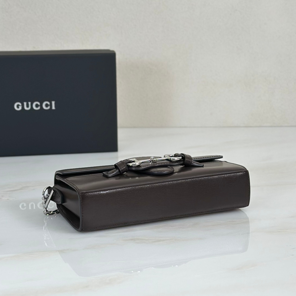Женская сумка Gucci Horsebit — коричневая — фото 4