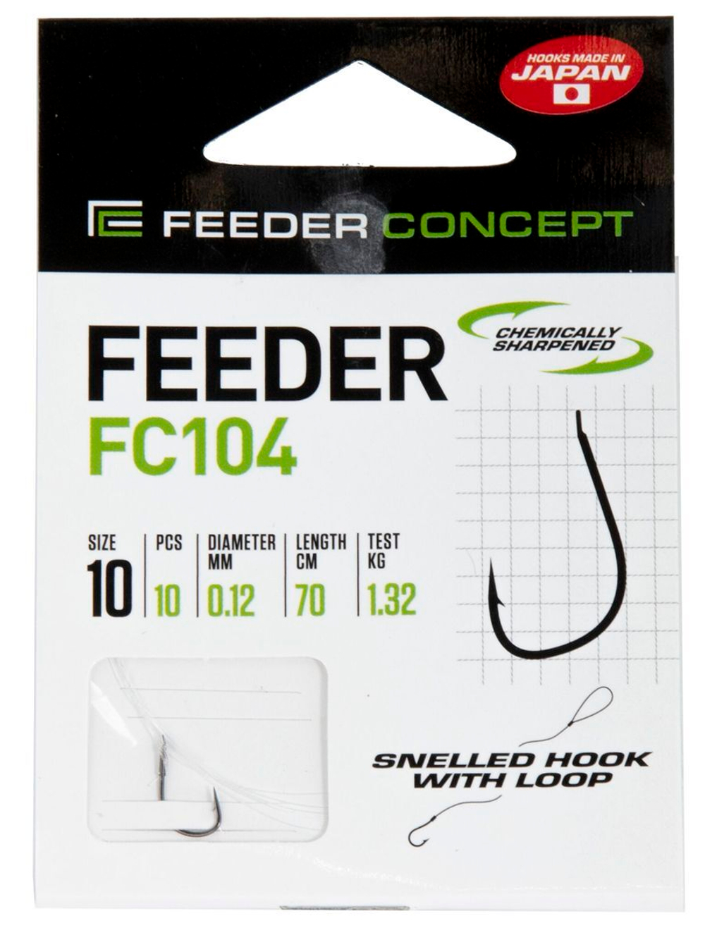 Крючки с поводком FC FEEDER серии FC106 70см, размер 006, 0,16мм (упк.10шт.)