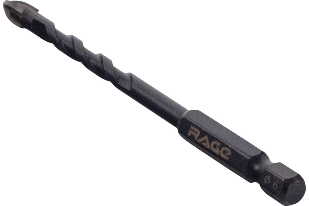 Сверло по стеклу и керамике спиральное RAGE Quadro-X HEX 6 мм 554082