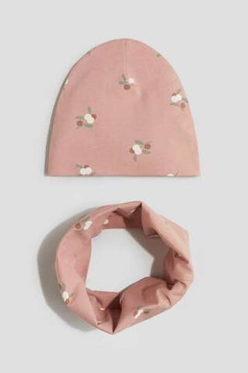 H&M Комплект из шапки и снуда, пыльно-розовый