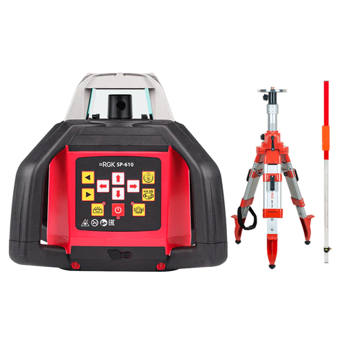 Комплект: ротационный нивелир RGK SP-610 + штатив RGK SH-170 рейка RGK LR-2 753265
