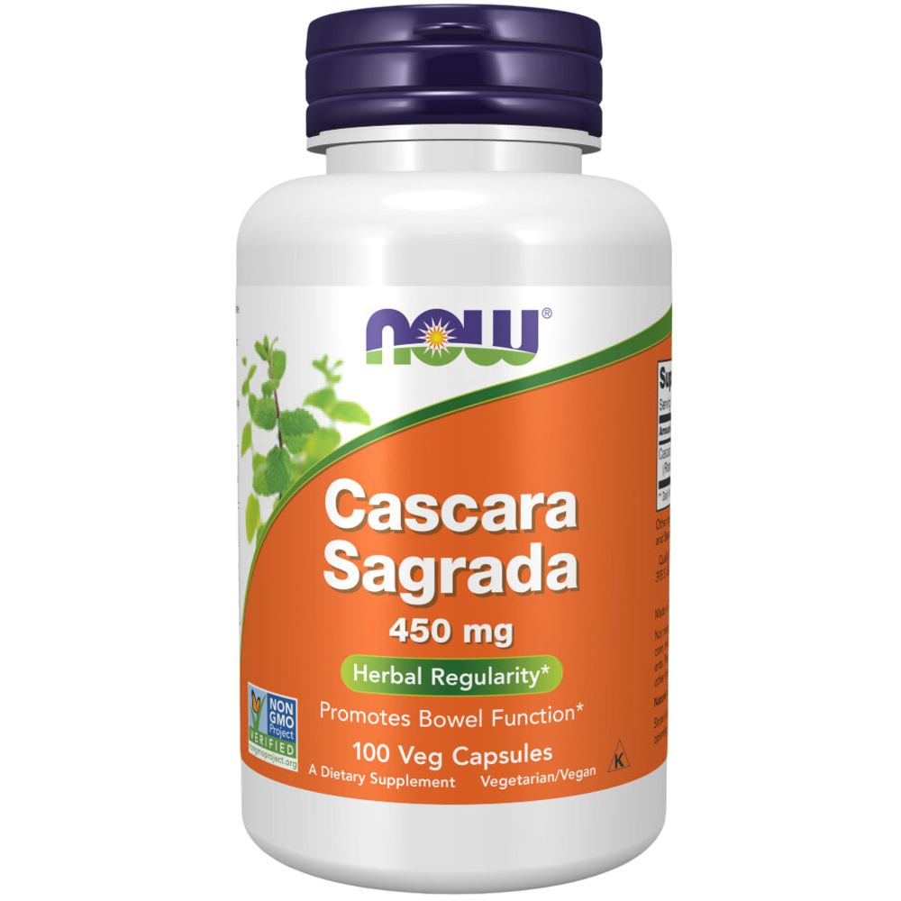 Now Foods Cascara Sagrada 450 mg 100 veg capsules, Экстракт коры крушины, Каскара Саграда