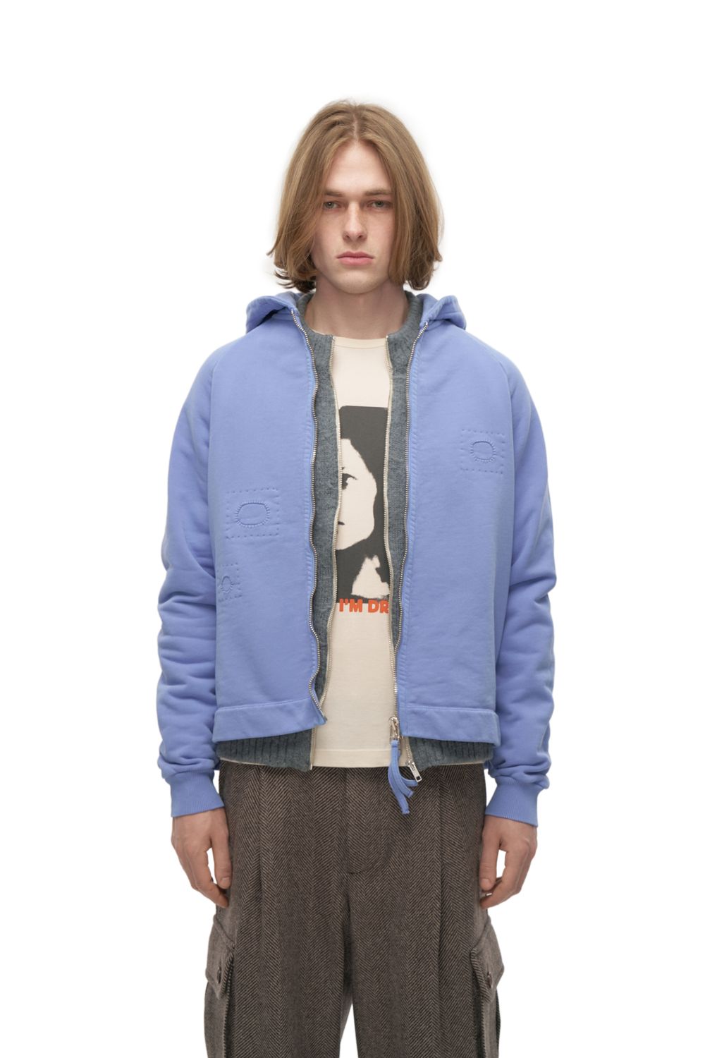 Худи на молнии Ash Lilac Patched