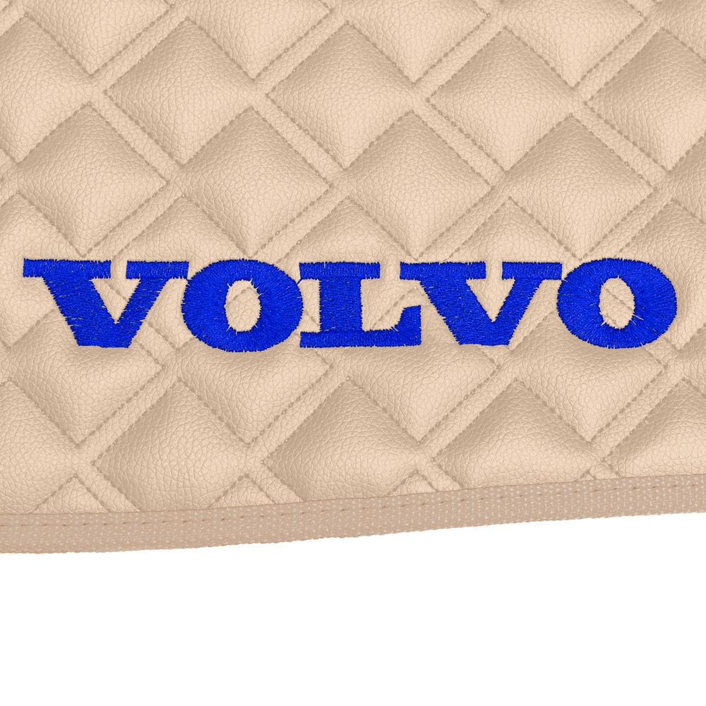 Ковры VOLVO FH-12 2002-2008г (автомат) (экокожа, бежевый, бежевый кант, синяя вышивка)