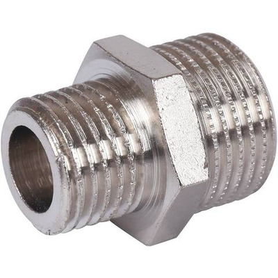 Ниппель STOUT переходной никелированный 3/8"x1/4" НР/НР