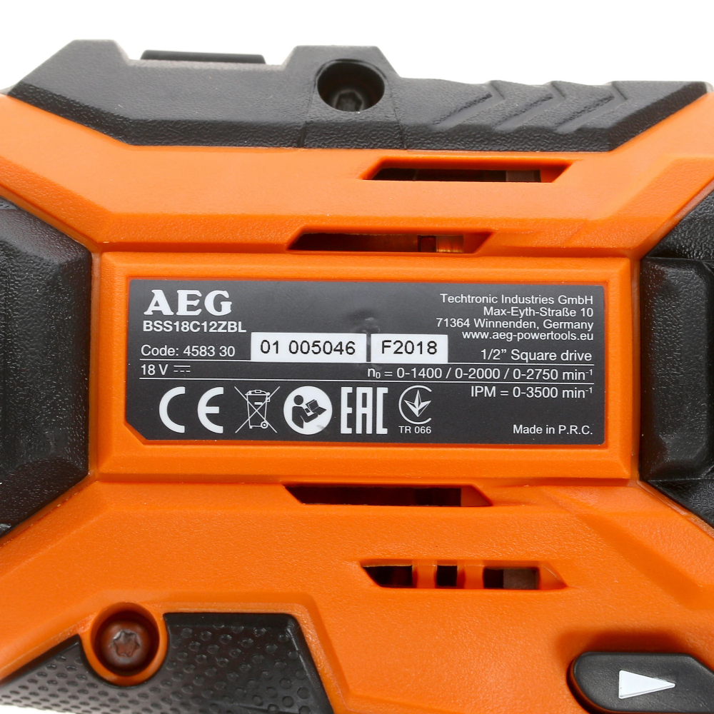 Гайковерт бесщеточный аккумуляторный импульсный AEG BSS18C12ZBL LI-402C