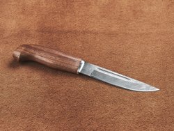 Финский нож Пуукко, дамасская сталь, рукоять орех