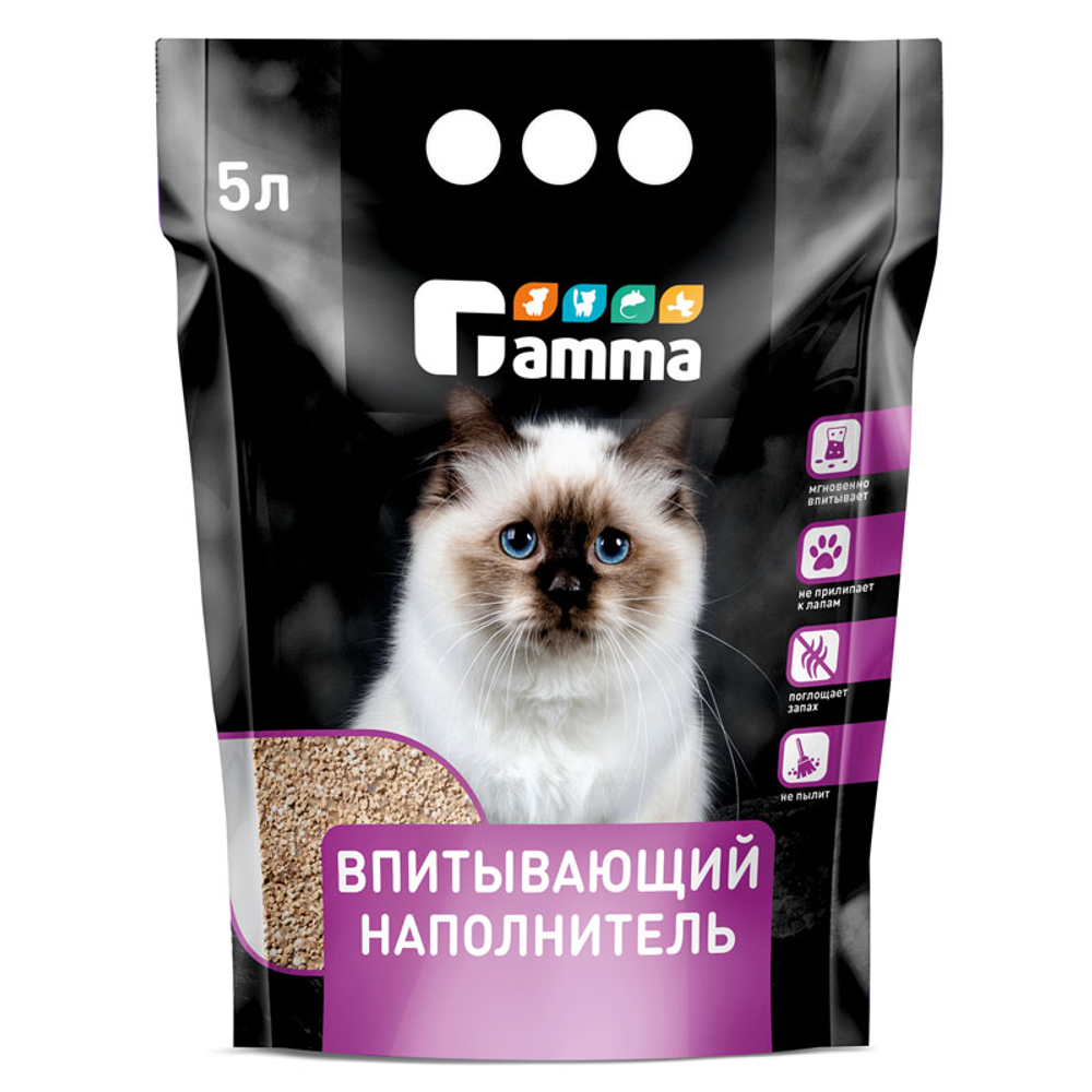 Наполнитель Gamma впитывающий для кошек 5 л