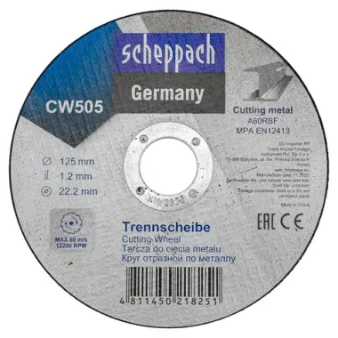 Круг отрезной по металлу 125х1,2х22,2мм Scheppach Sch-CW505