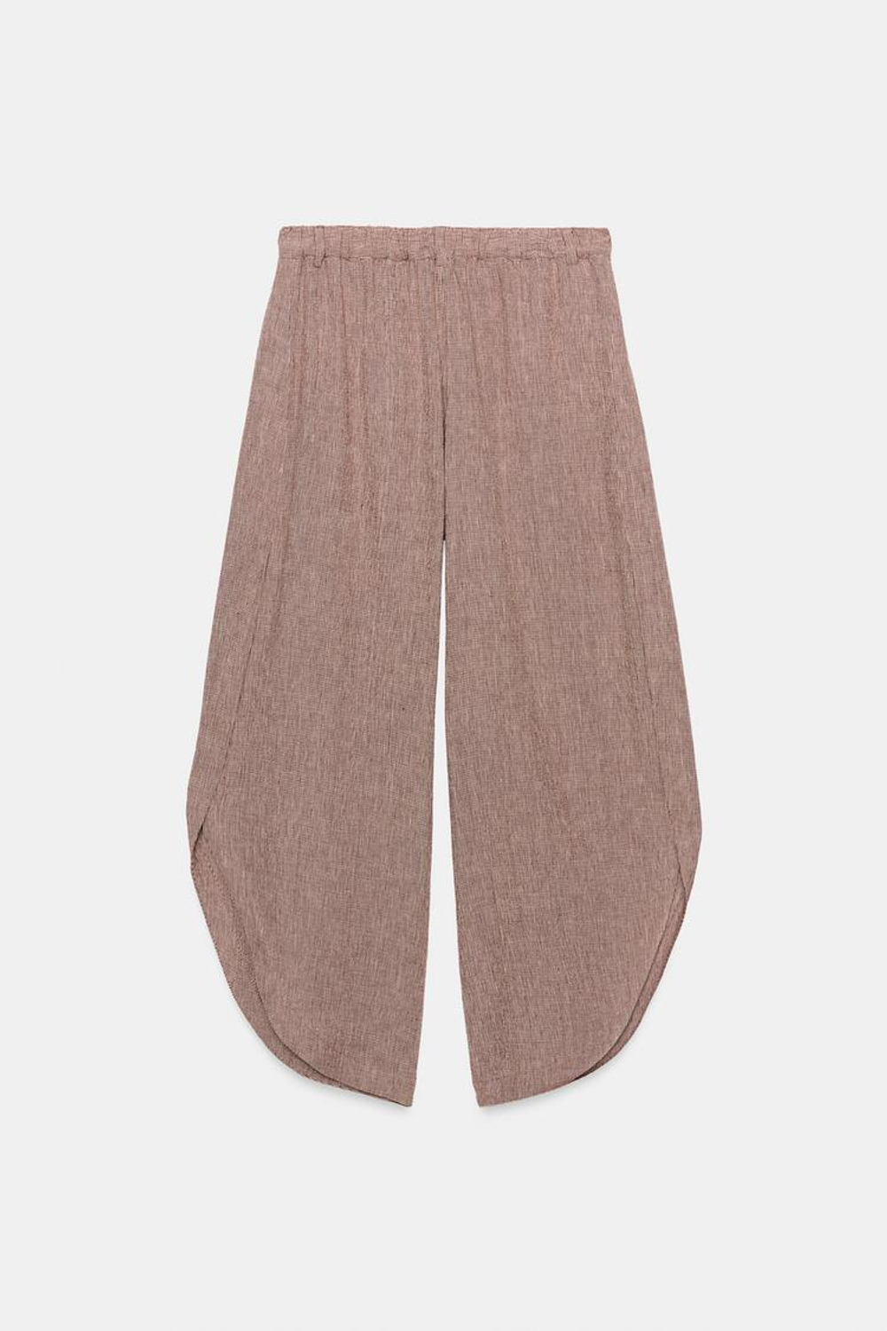 ZARA ЛЬНЯНЫЕ БРЮКИ С РАЗРЕЗАМИ — ZW COLLECTION, ГРАНАТОВЫЙ