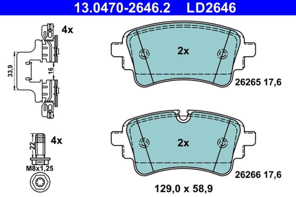 ATE - 13047026462-ATE - Brake Pad Set, disc brake