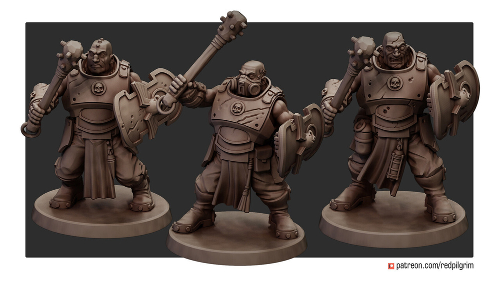 Astra Militarum Ogryn Огрины с дубинками и щитами миниатюра для AOS,Waha, Настольная игра, НРИ, Варгейм, РПГ
