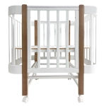 Кровать детская Indigo Italiano Baby продольный маятник на колесах белый-натуральный