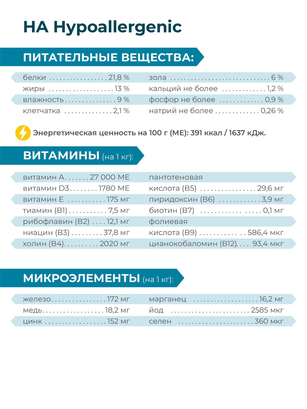Корм для собак средних и крупных пород VD Hypoallergenic HA, диетический, снижение пищевой аллергии, 800 гр, QUATTRO
