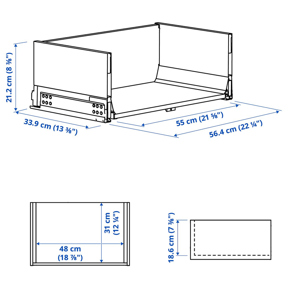 IKEA KNIVSHULT  (ИКЕА КНИВСХУЛТ)  -  Ящик высокий - тёмно-серый 60x37 см
