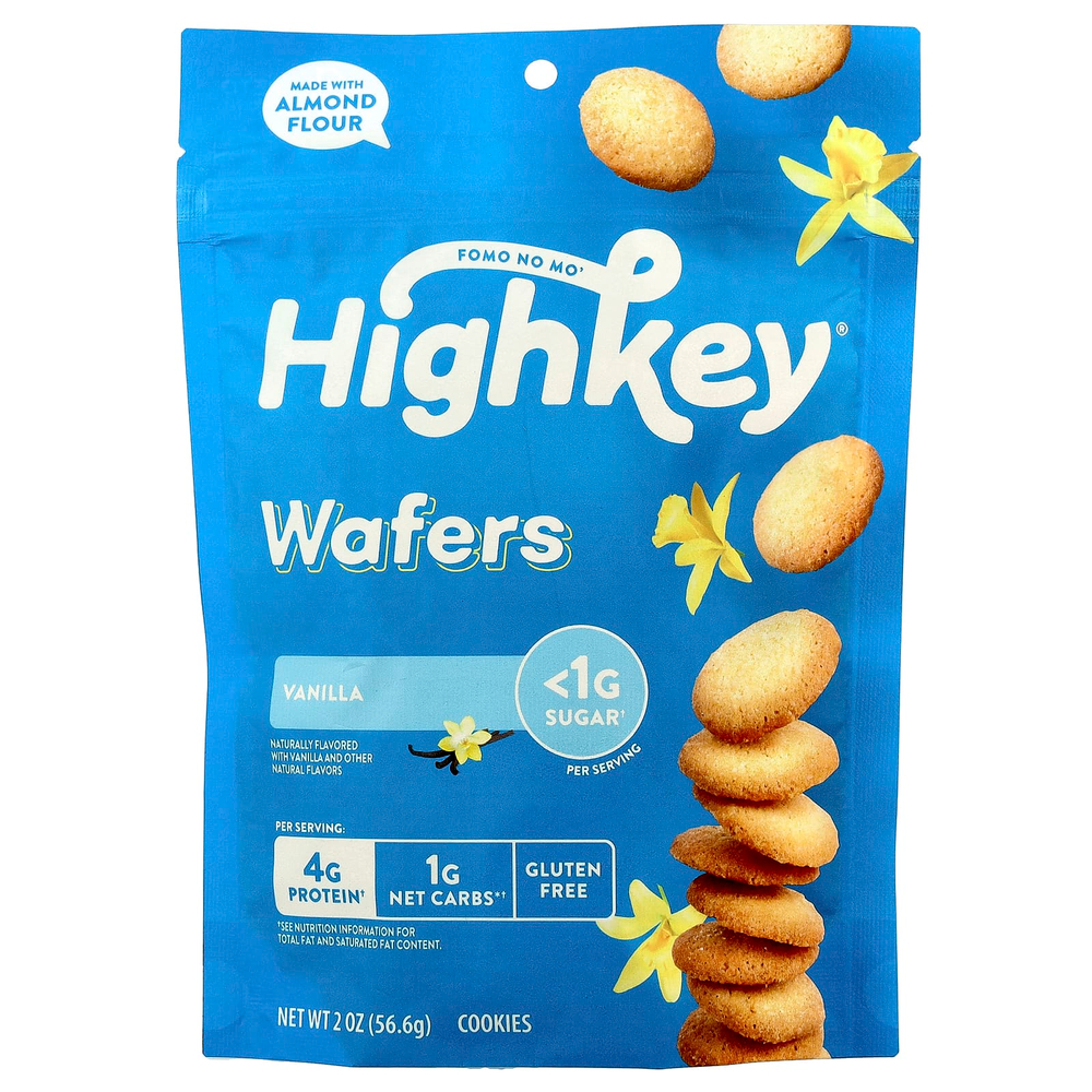 HighKey, Wafers, Vanilla, 2 oz (56.6 g)