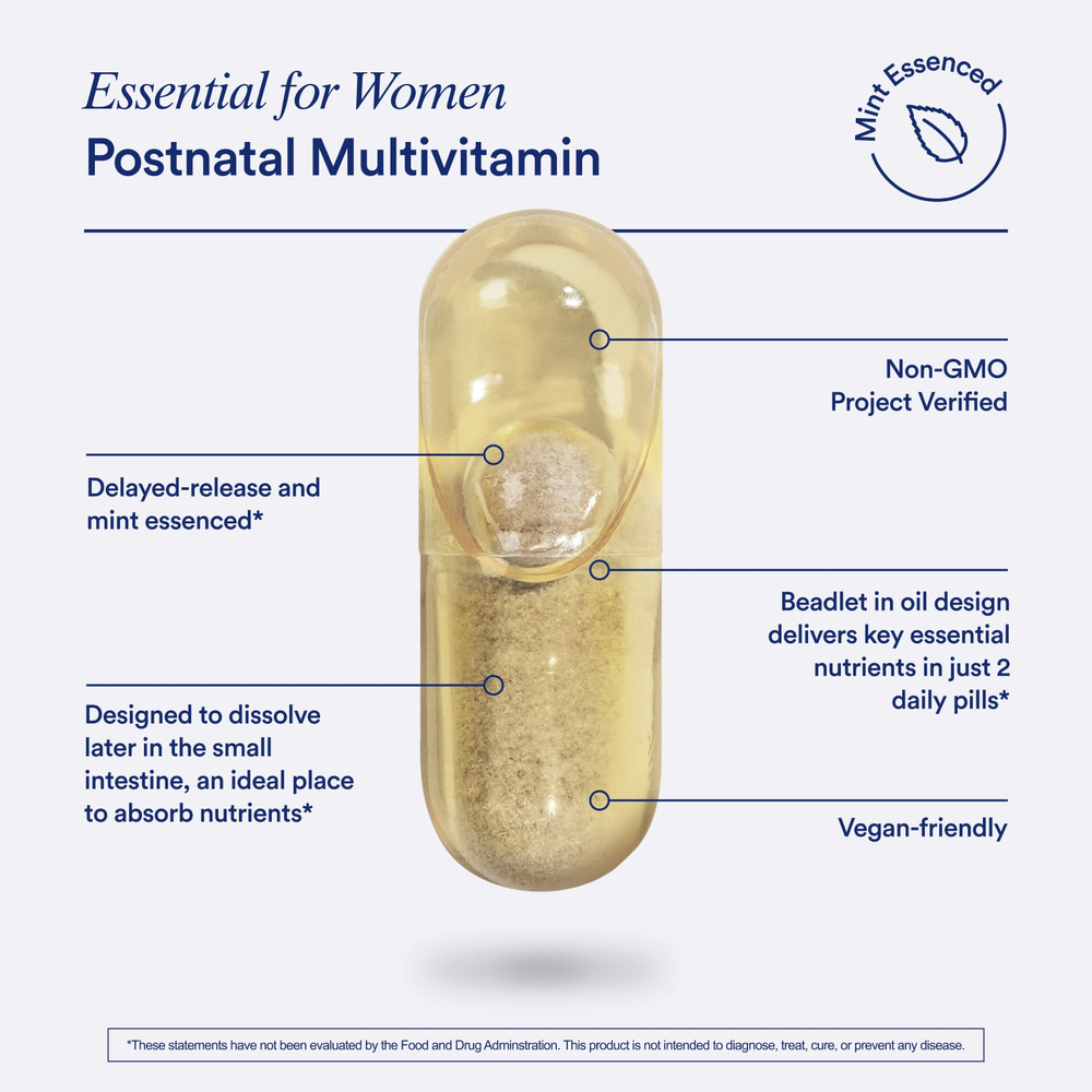 Ritual, Essential for Women, мультивитамины для послеродового периода, со вкусом мяты, 60 веганских капсул