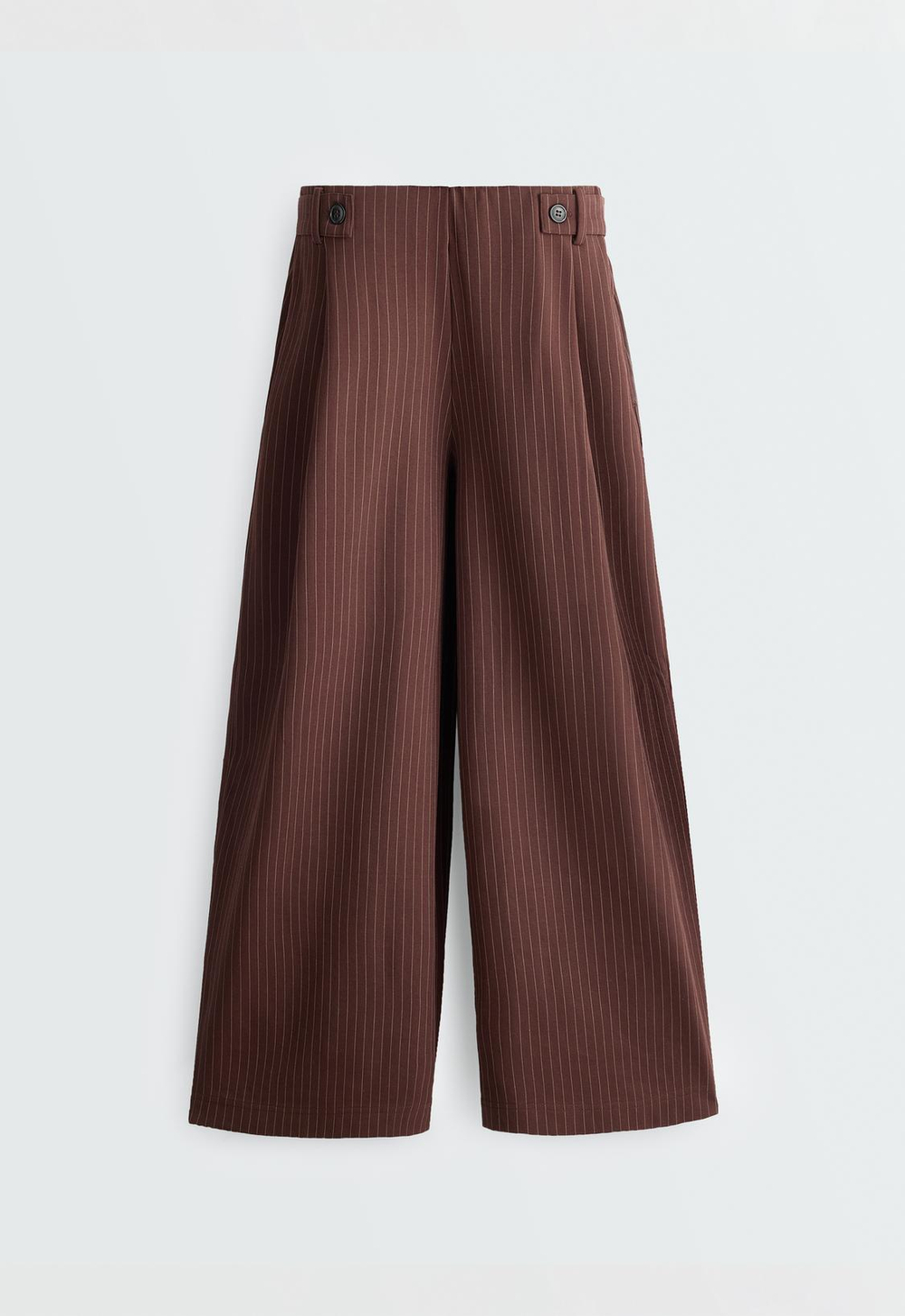 OYSHO Широкие брюки crop пике в тонкую полоску, шоколадный
