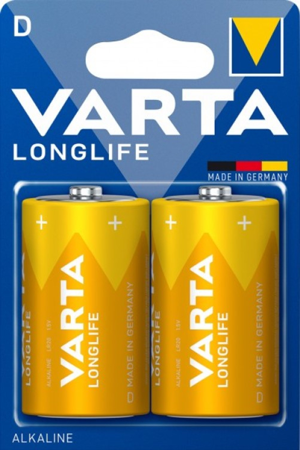 Батарейка Varta Longlife  D/LR20 , ( 2 ) шт. в блистере, 04120101412