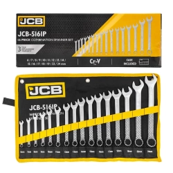 Набор ключей комбинированных 16пр.(6-19, 22, 24мм),на полотне JCB JCB-5161P
