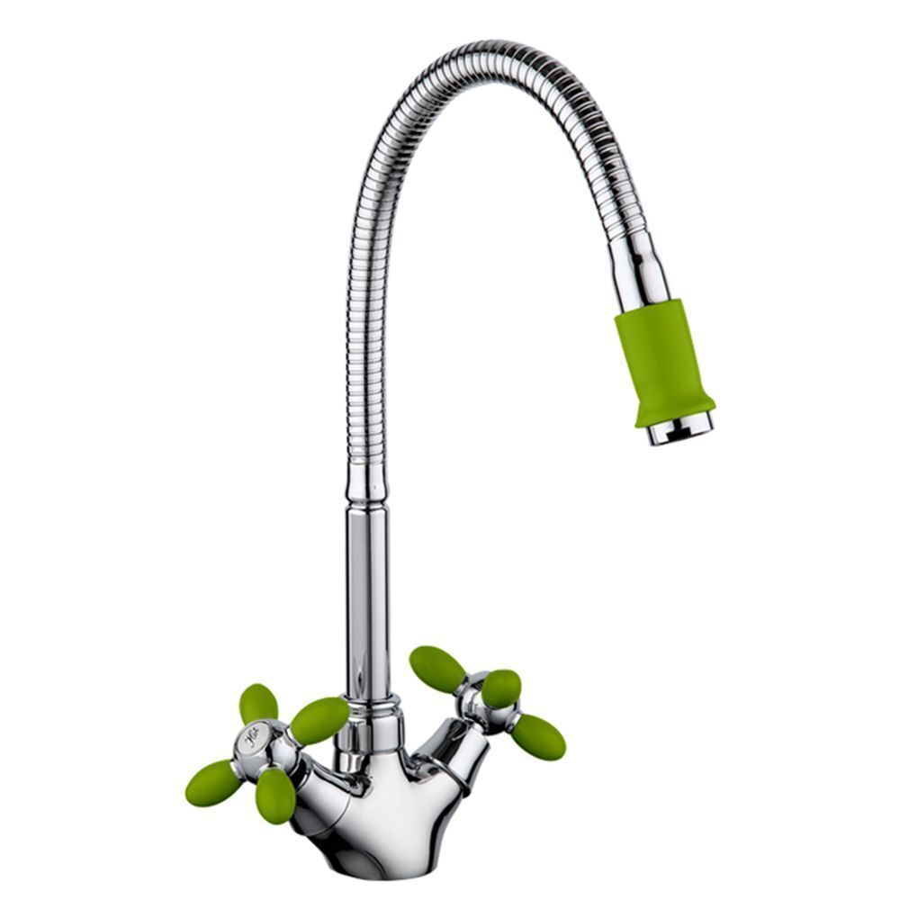 Смеситель для кухни, Frud, гибк излив, с кран-буксой, зел, R43127-6