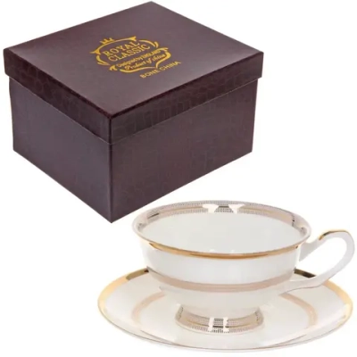 Чайная пара «Royal classic» (кружка 200мл +блюдце) Золотая классика, в подарочной коробке