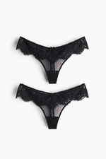 Трусы-стринги из кружева и сетки, 2 шт. - H&M