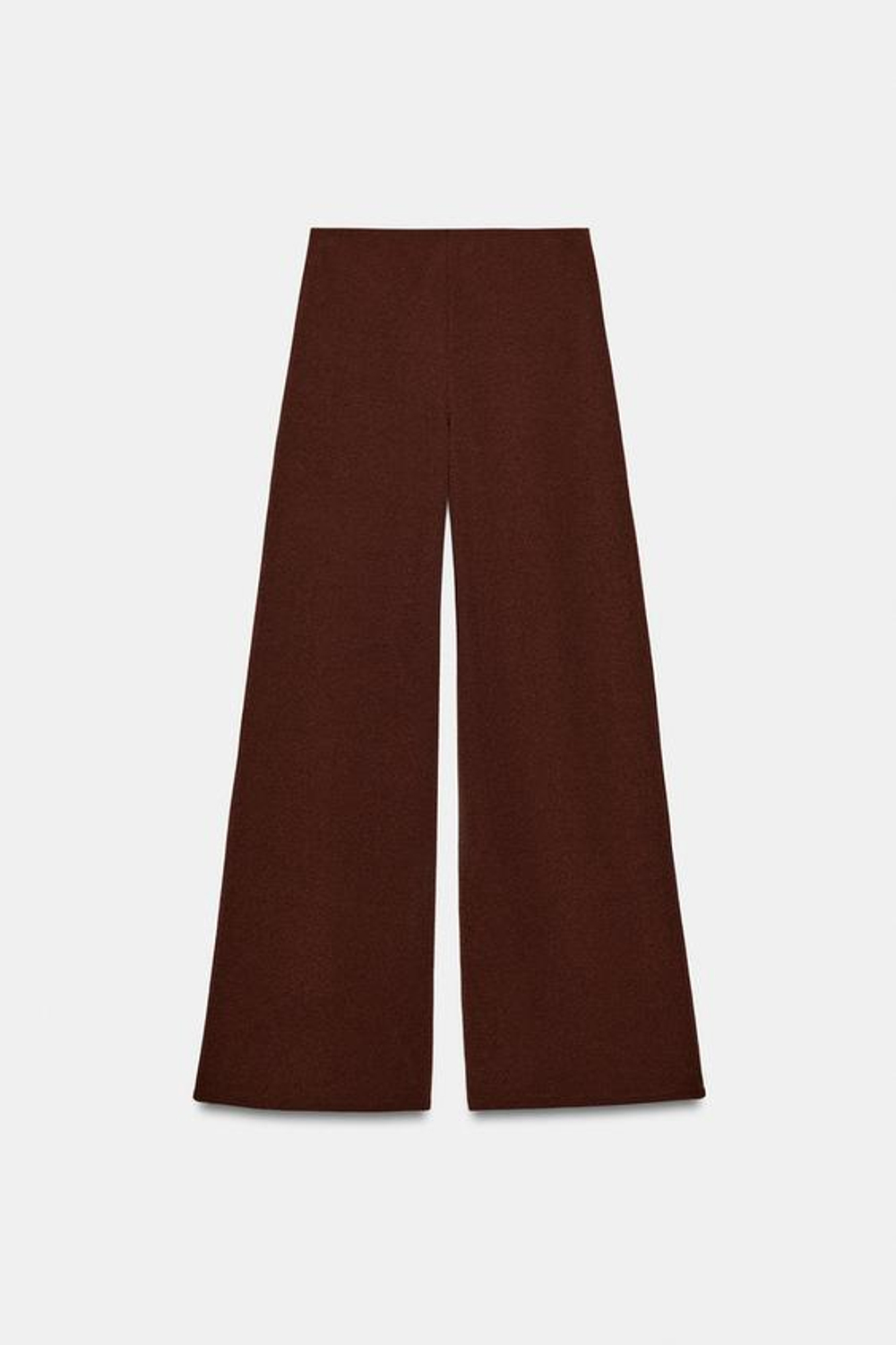 ZARA ШИРОКИЕ ФАКТУРНЫЕ БРЮКИ, КОРИЧНЕВЫЙ