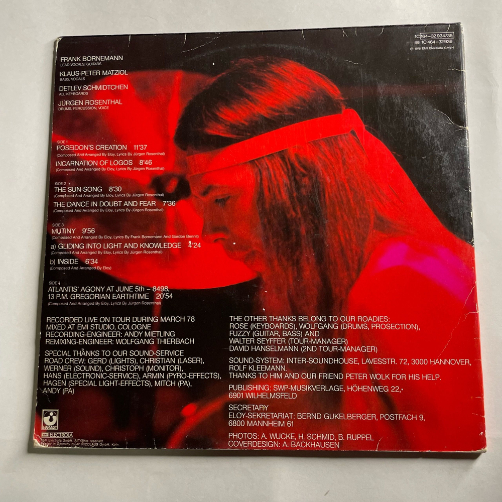 Винтажная виниловая пластинка LP Eloy Live (Германия 1978) Poseidon's Creation