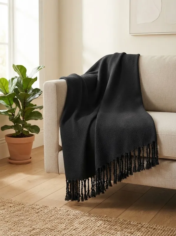 Velora Home Плед LUX Однотонный-2 черный цвет 200х230 100% Хлопок