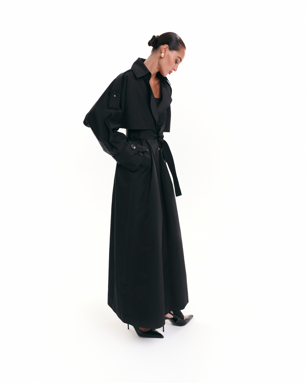 "Trench cape" Тренч-кейп в пол из хлопка.