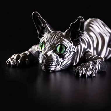 Подвижный кот Сфинкс, игрушка антистресс, (графит) серый