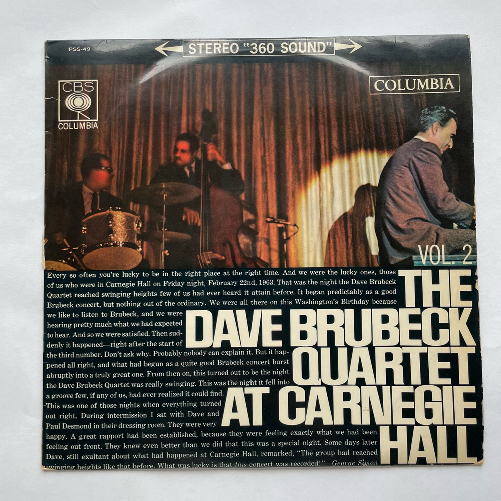 Винтажная виниловая пластинка LP The Dave Brubeck Quartet At Carnegie Hall (Vol. 2) (Япония 1963) (Без Оби)