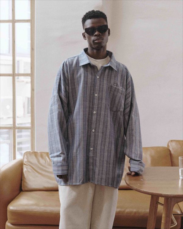 Рубашка Oversized Striped Shirt Blue синяя - фото 5