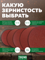 Диск шлифовальный абразивный 125 мм под липучку P80 для УШМ, для дрели, 10 шт.