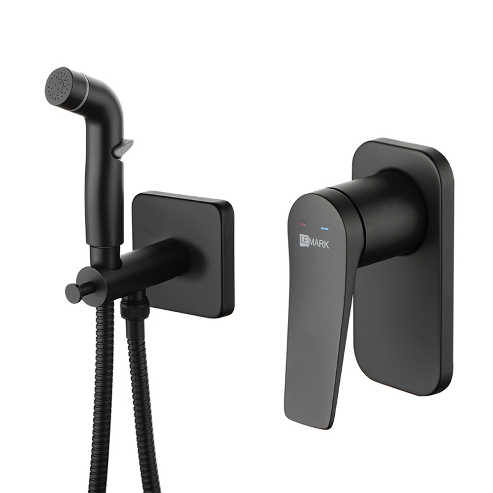 смеситель LEMARK Bronx встраиваемый, с гигиеническим душем, черный LM3719BL