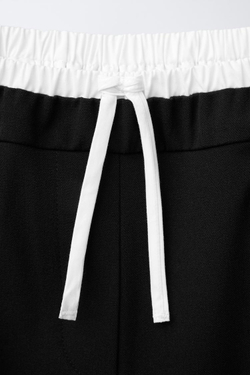ZARA БРЮКИ С ДВОЙНЫМ ПОЯСОМ, ЧЕРНЫЙ