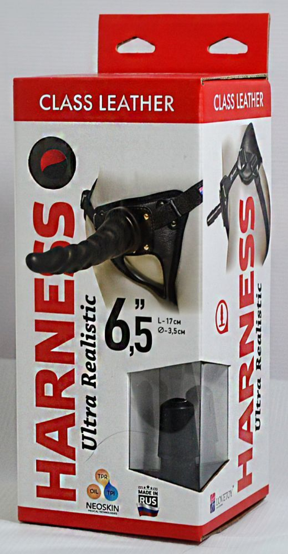 Насадка-фаллоимитатор на кожаных трусиках Harness Ultra Realistic 6,5  - 18,5 см.
