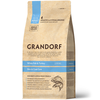 GRANDORF CAT SKIN&CARE Белая рыба с индейка для кошек